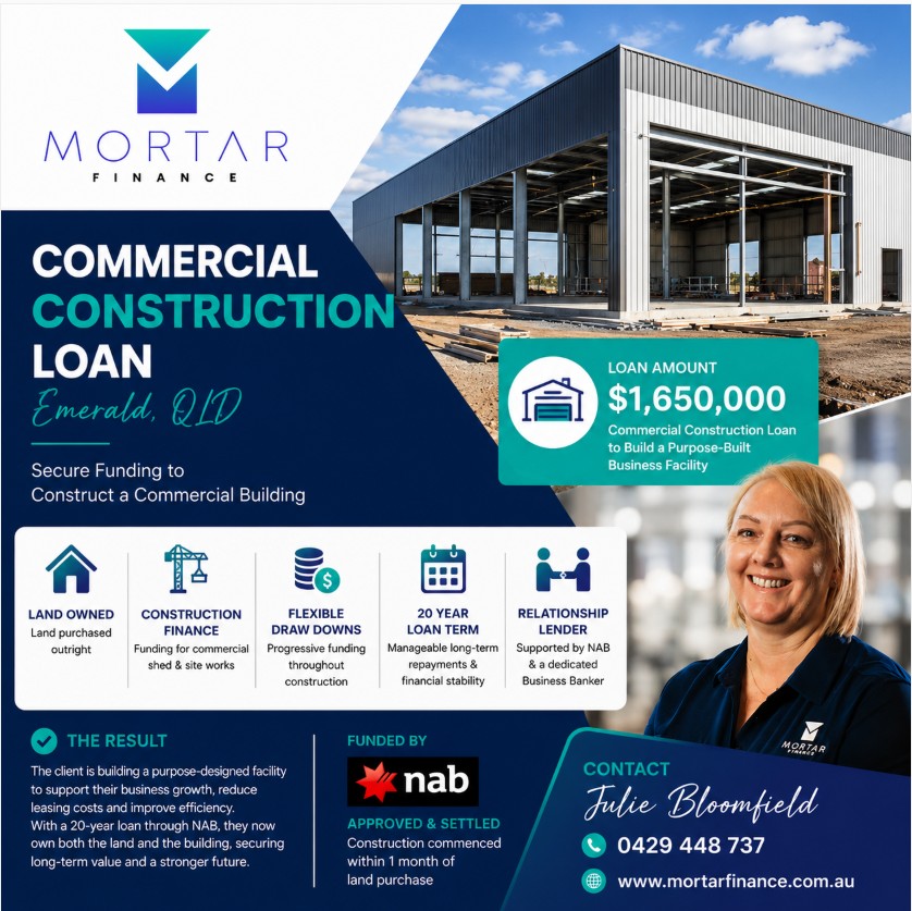Commercial building construction loan Emerald QLD