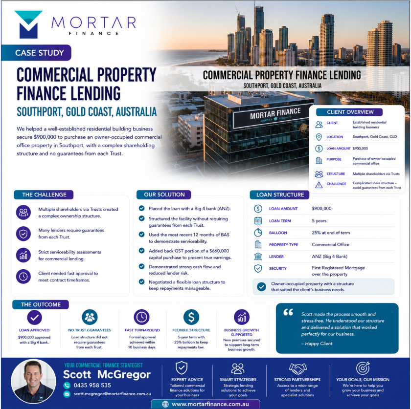 Commercial property finance leanding Southpport QLD